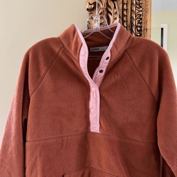 Women’s Fleece Pull Over Orange Sonoma Size Medium - Picture 2 of 5